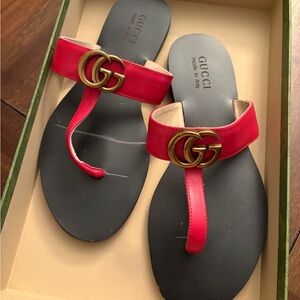 Gucci Women's Red Thong Sandals